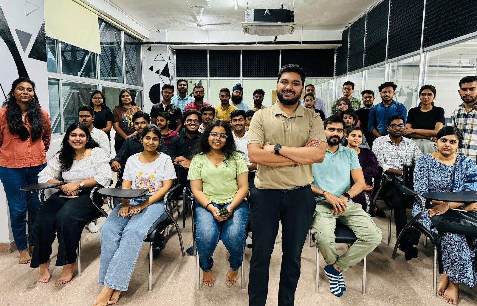 Lakshit Sethiya with a cohort of trainees after a hands-on workshop
