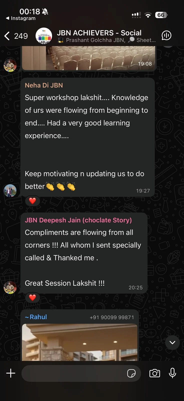 WhatsApp feedback from workshop attendees — screenshot 5